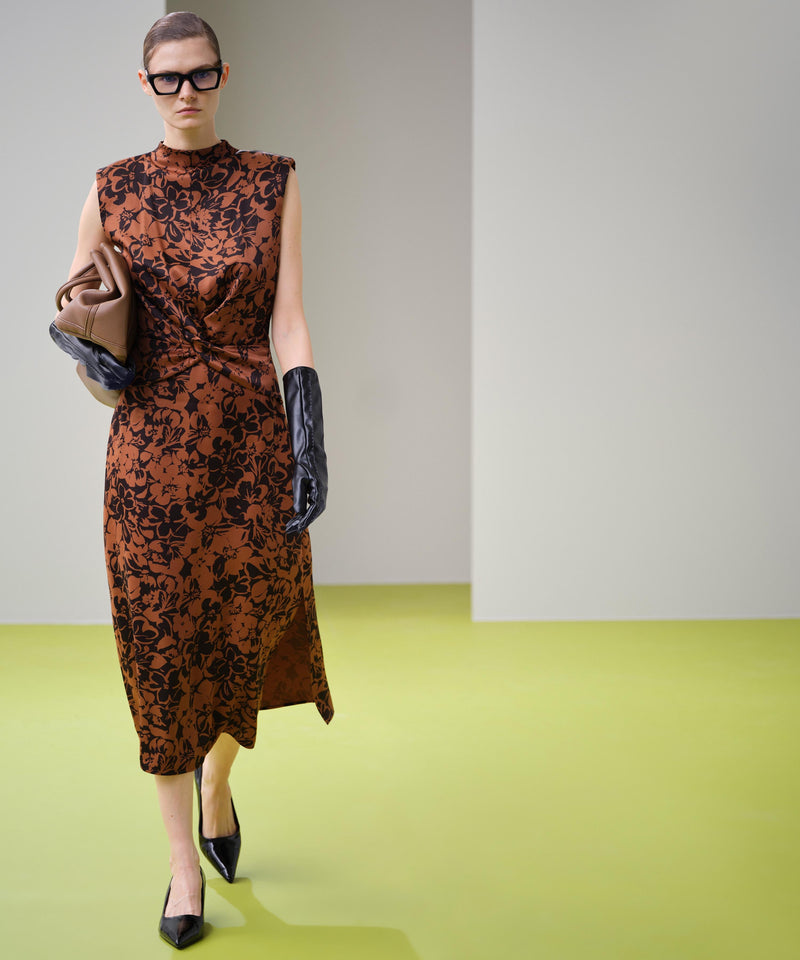 Ipekyol Patterned Midi Dress Caramel