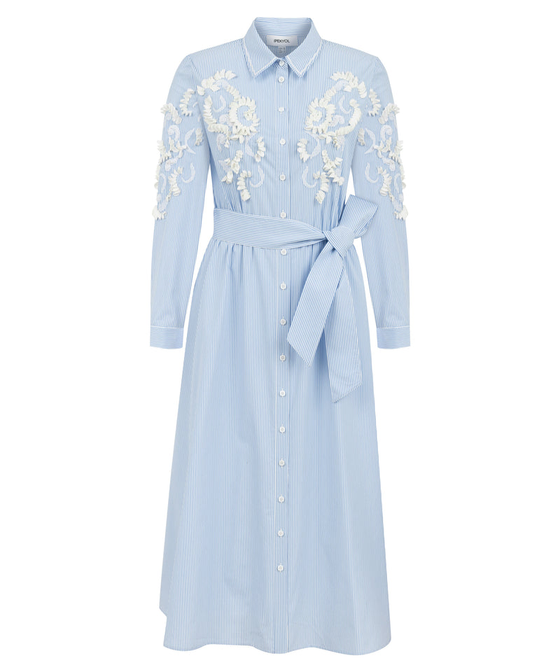 Ipekyol Striped-Embroidered Detail Shirt Dress Blue