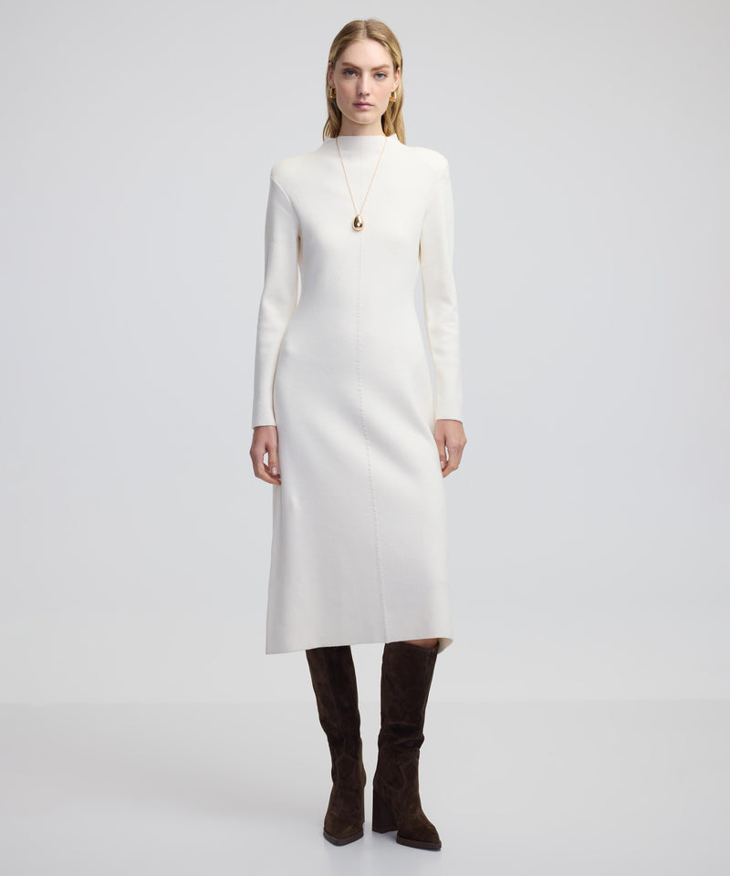 Ipekyol High Collar Knit Dress Ecru