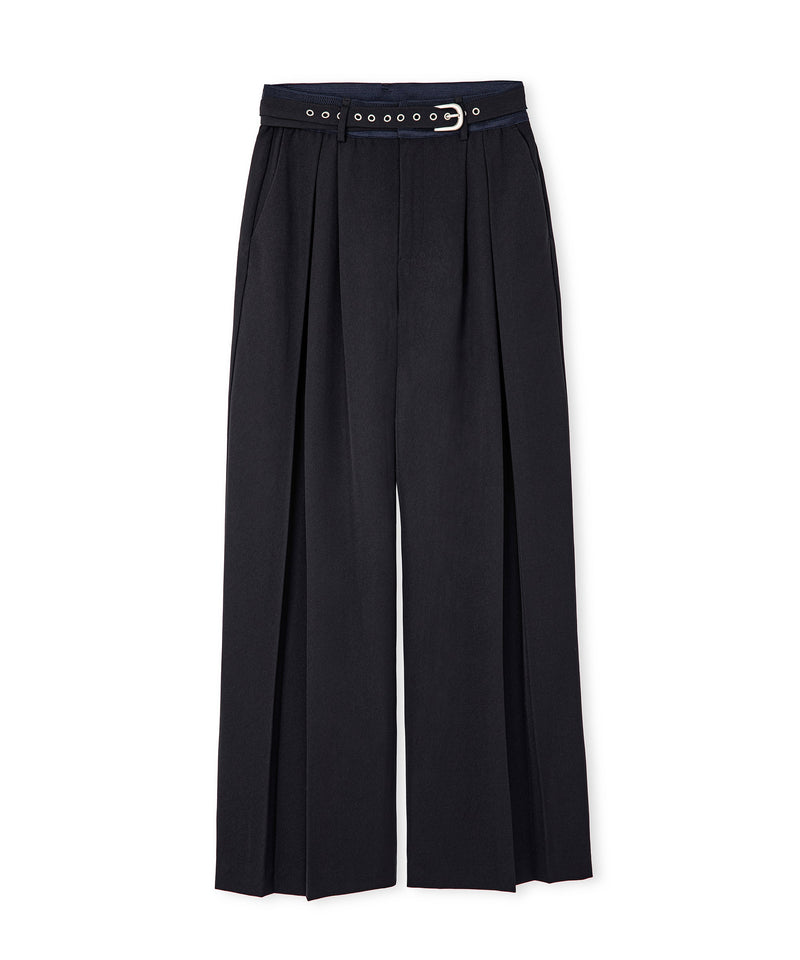 Ipekyol Rib Mix Belted Trousers Black