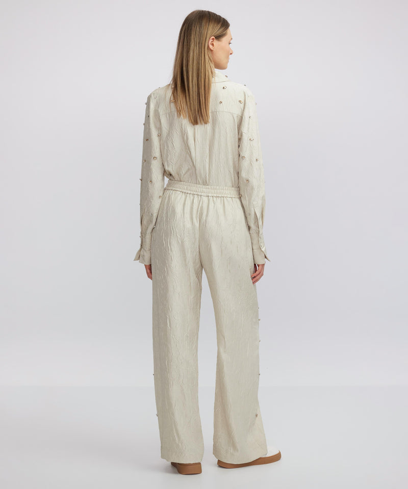 Ipekyol Embroidered Wide Leg Fit Trousers Stone