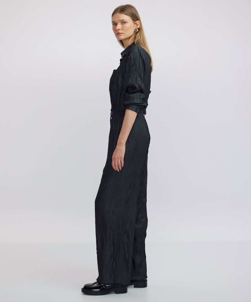 Ipekyol Leather Look Textured Trousers Black