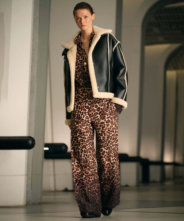 Ipekyol Leopard Pattern Trousers With Gradient Color Transitions Brown