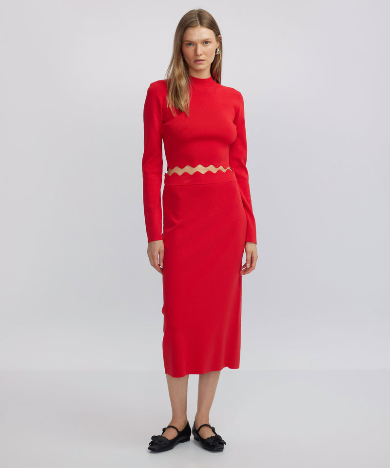 Ipekyol Straight Cut Knit Skirt Red