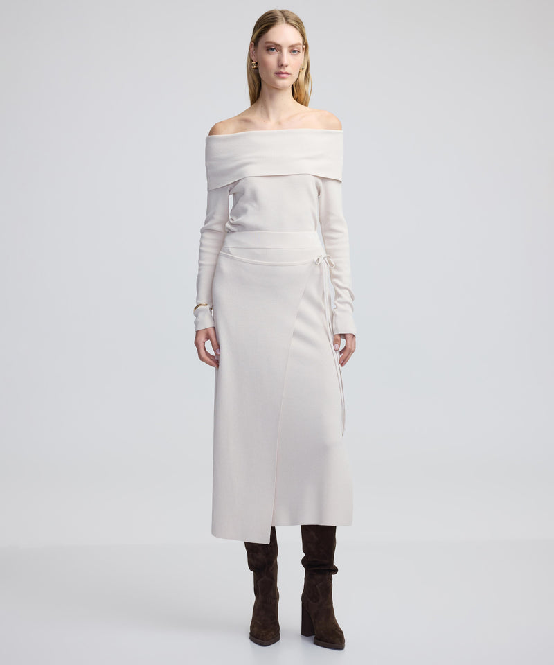 Ipekyol Thin Belted Knit Skirt Off White