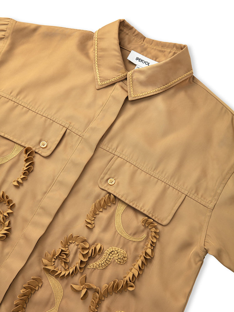 Ipekyol Embroidered And Embroidered Shirt Jacket Light Brown