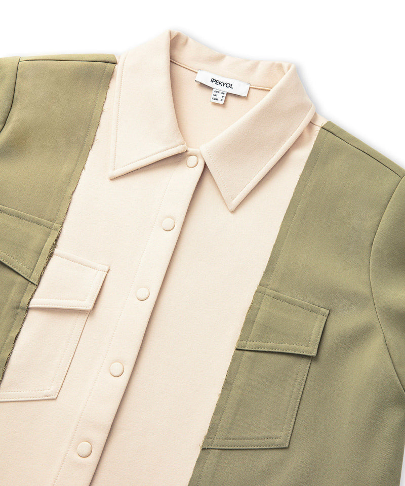 Ipekyol Color Block Shirt Jacket Light Khaki