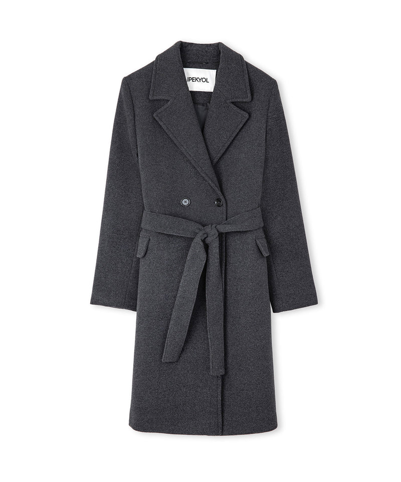 Ipekyol Belted Double Breasted Coat Anthracite