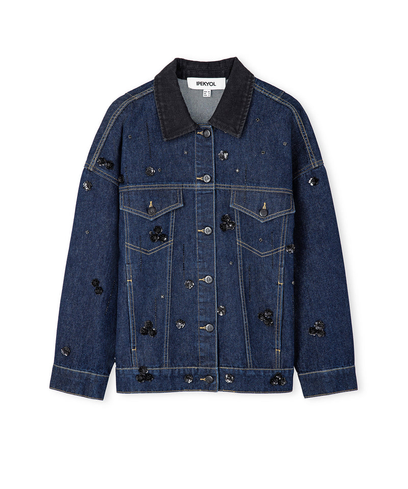 Ipekyol Denim Jacket With Embroidery And Hotfix Print Indigo