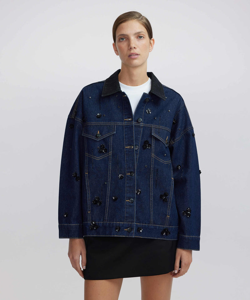 Ipekyol Denim Jacket With Embroidery And Hotfix Print Indigo