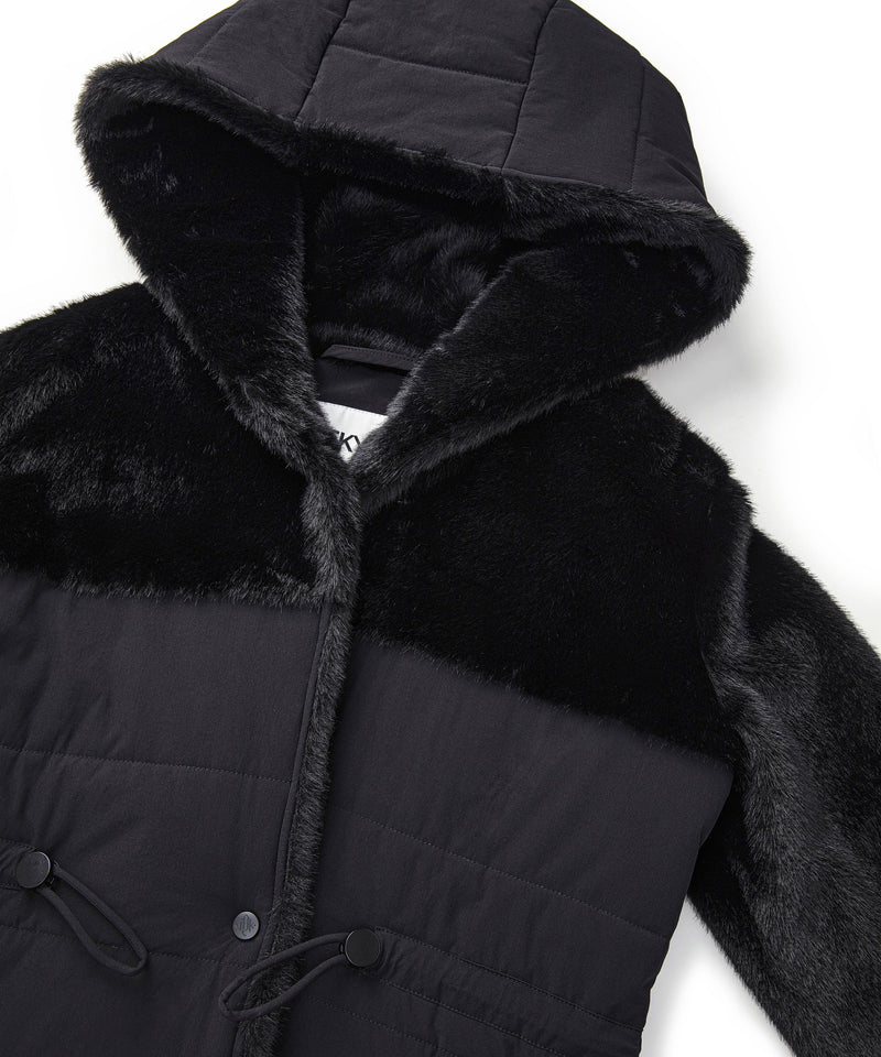 Ipekyol Plush Mix Puffer Jacket Black