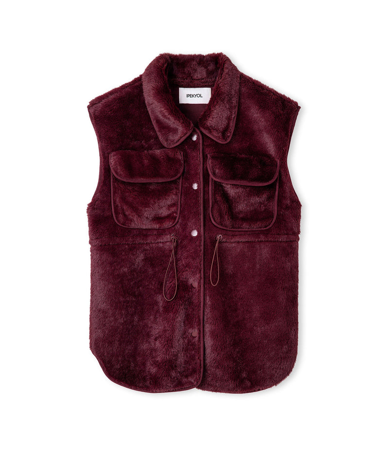 Ipekyol Faux Fur Vest Bordoux