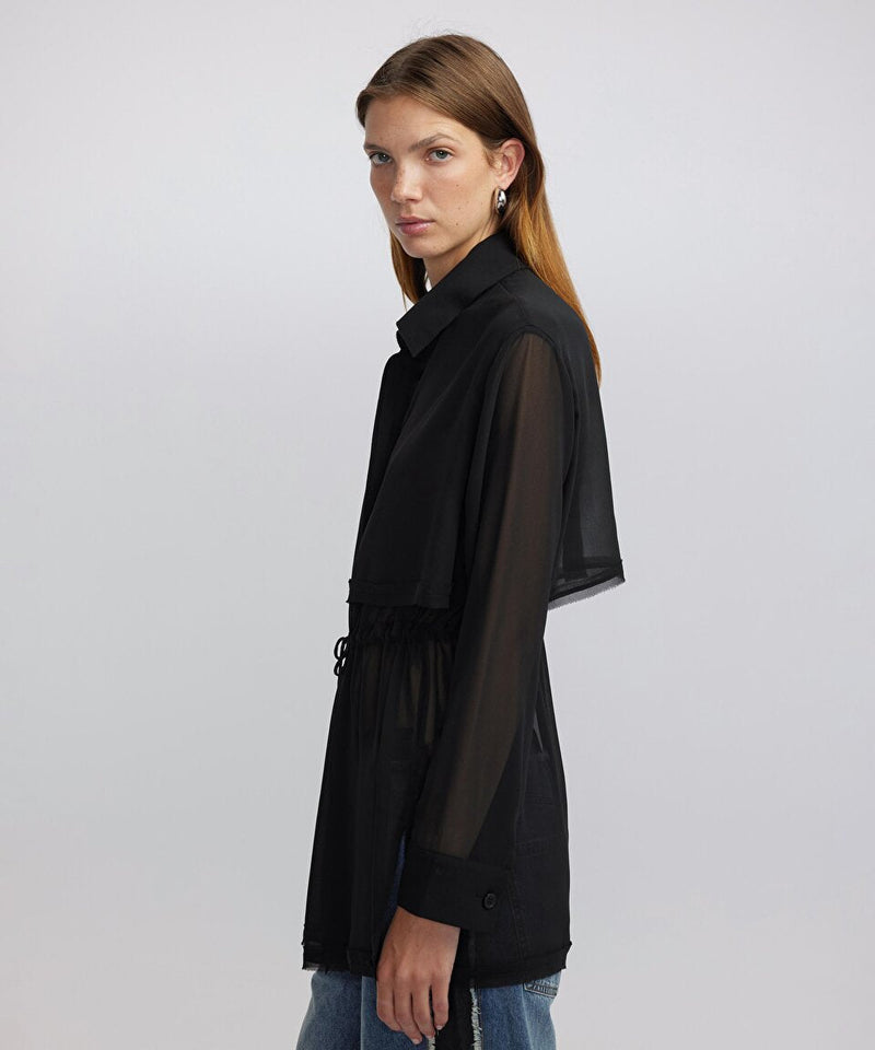 Ipekyol Tulle Mix Shirt Black