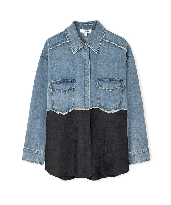 Ipekyol Fabric Mix Denim Shirt Blue