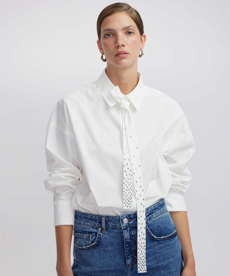 Ipekyol Hotfix Printed Poplin Shirt White