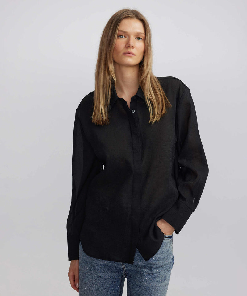 Ipekyol Oversize Shirt With Hidden Placket Black