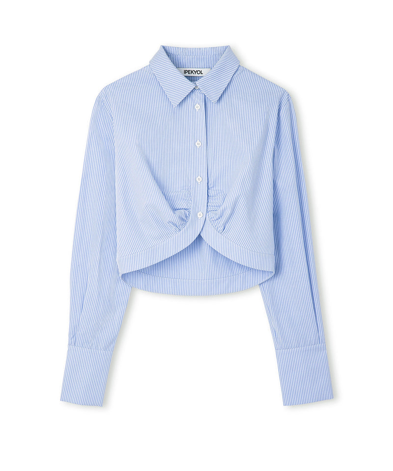 Ipekyol Pleated Stripe Pattern Shirt Blue