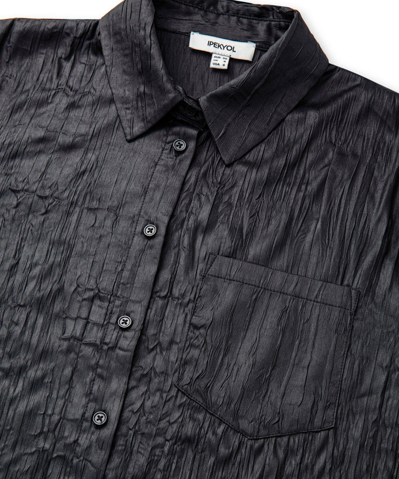 Ipekyol Leather Look Textured Shirt Black