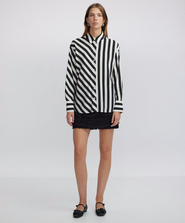 Ipekyol Striped Pattern Mix Shirt Black