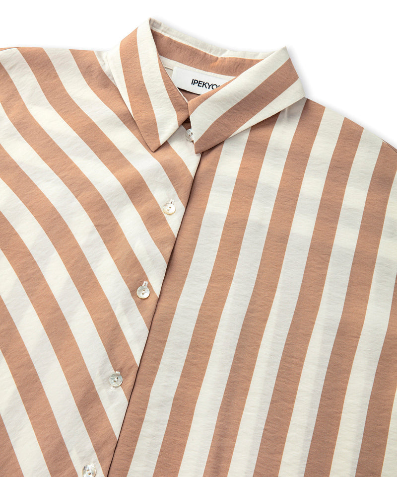 Ipekyol Striped Pattern Mix Shirt Brown