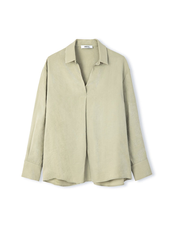 Ipekyol Shirt Collar Basic Blouse Light Khaki