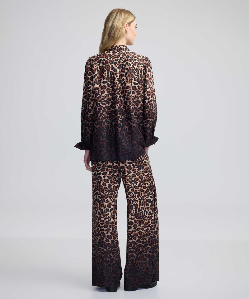 Ipekyol Gradient Color Transition Leopard Pattern Shirt Brown