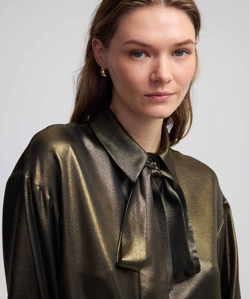 Ipekyol Shiny Textured Shirt Gold