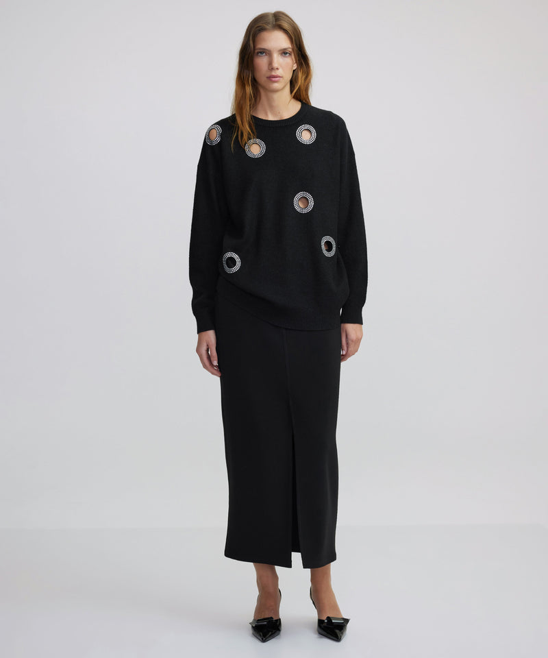 Ipekyol Hole With Stone-Embellished Sweater Black