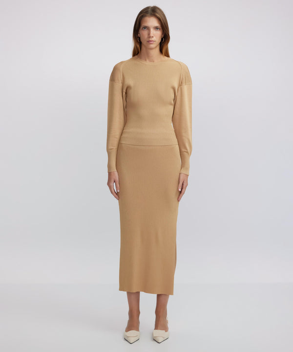 Ipekyol Waist-Tied Ribbed Knitwear Light Brown