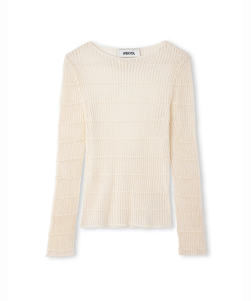 Ipekyol Textured Transparent Knitwear Ecru