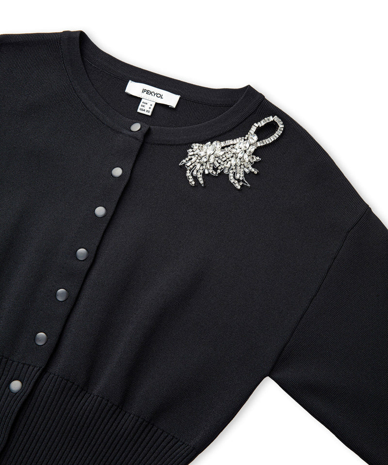 Ipekyol Waist-Accented And Embroidered Cardigan Black