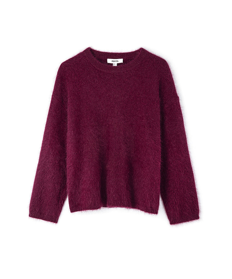 Ipekyol Angora Wool Plush Sweater Bordoux