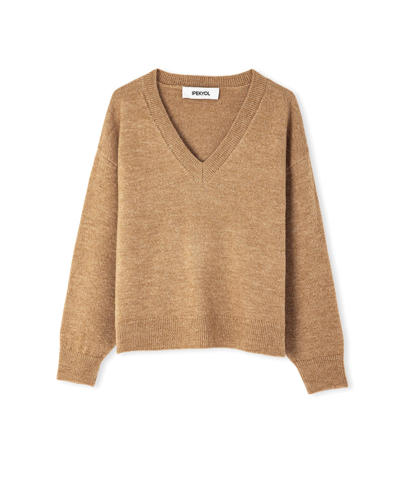 Ipekyol V-Neck Basic Knitwear Camel