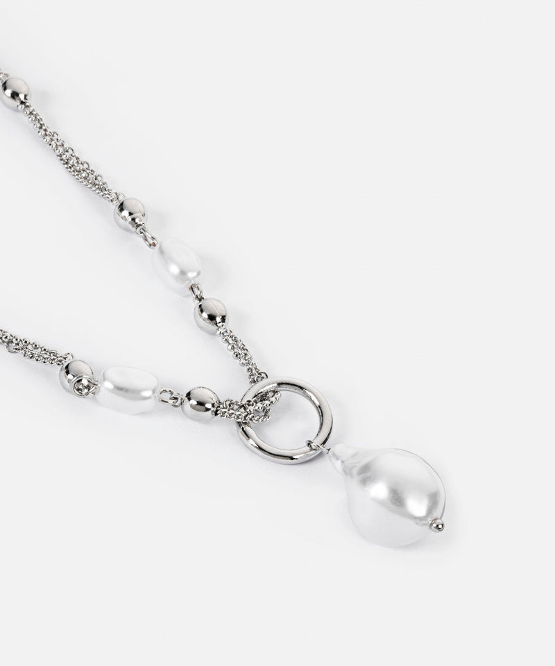 Ipekyol Metal Necklace With Faux Pearls Silver