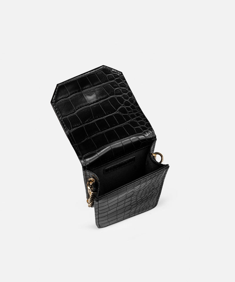 Ipekyol Crocodile Skin Pattern Mini Bag Black