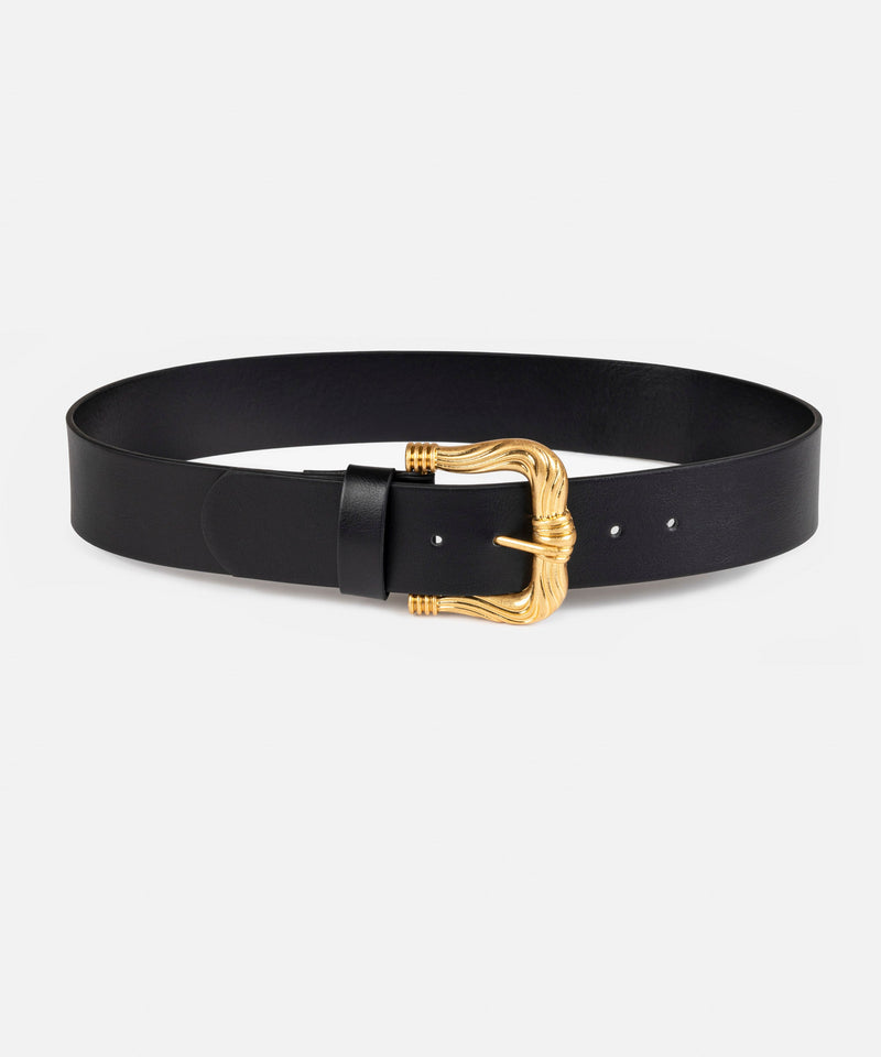 Ipekyol Leather Look Belt With Metal Buckle Black