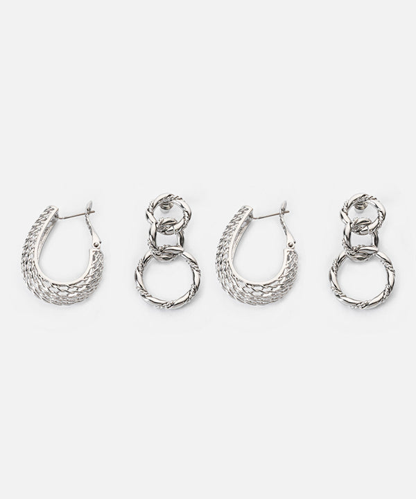 Ipekyol Double Metal Earrings Silver