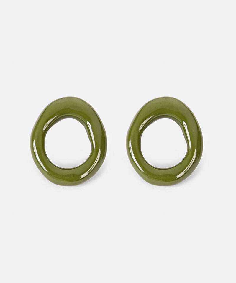 Ipekyol Asymmetric Oval Shaped Earrings Green