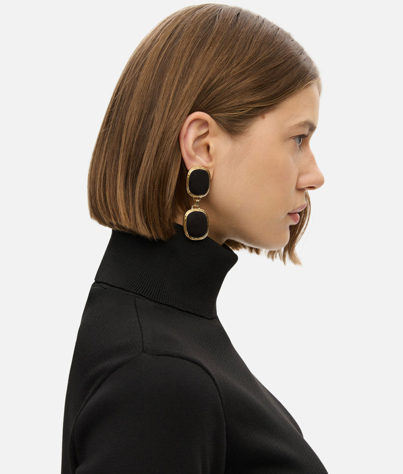 Ipekyol Contrast Textured Metal Earrings Black