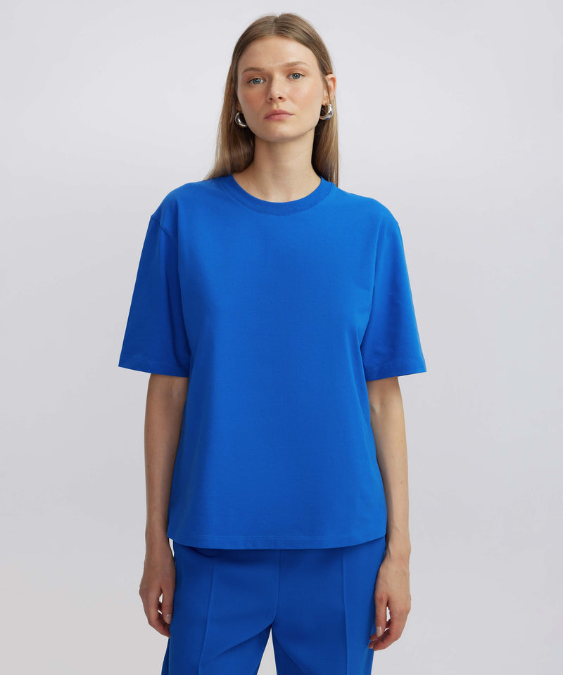 Ipekyol Round Neck Basic T-Shirt Blue