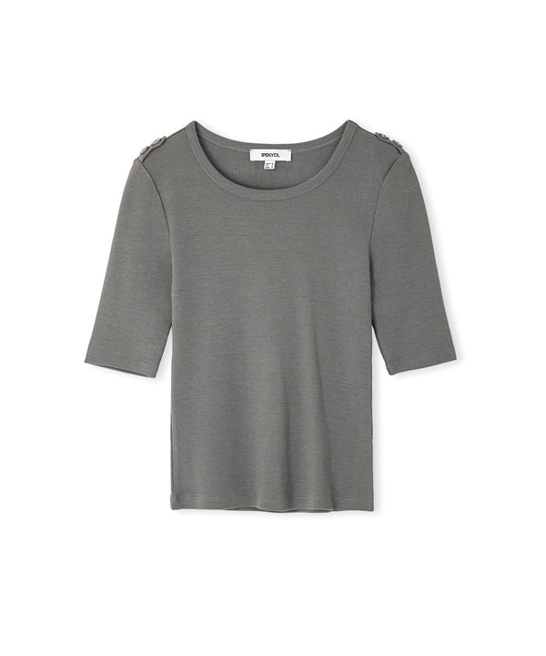 Ipekyol Basic Button-Down T-Shirt Grey