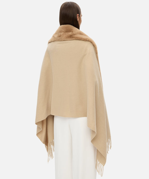 Ipekyol Poncho With Faux Fur Trim Beige