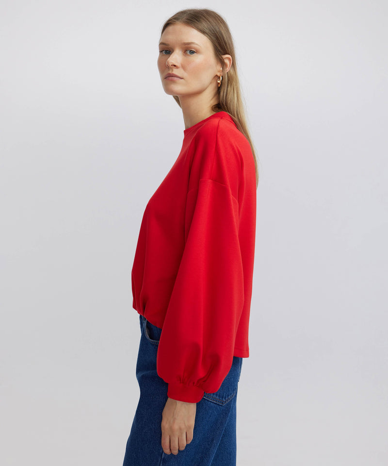 Ipekyol Draped Balloon Sleeve Sweatshirt Red