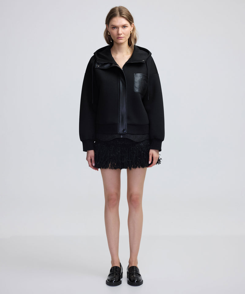 Ipekyol Faux Leather Mix Sweatshirt Black