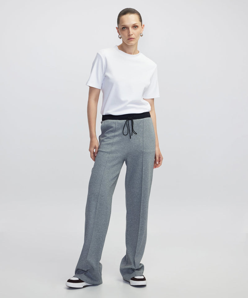 Ipekyol Mixed Media Color-Block Trousers Grey Melange