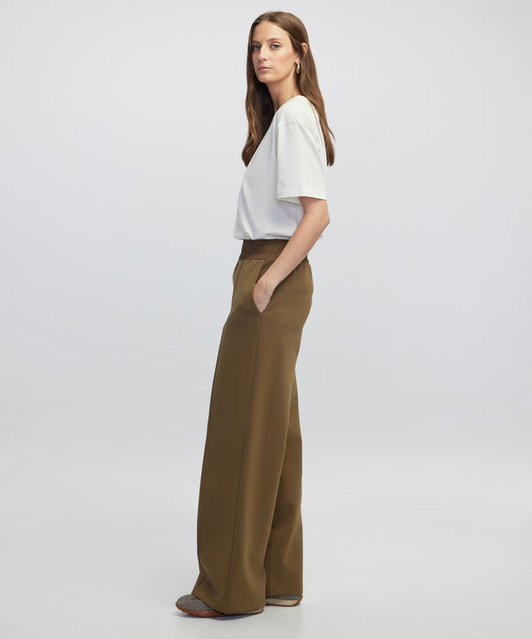 Ipekyol Elastic Waist Wide-Leg Trousers Khaki