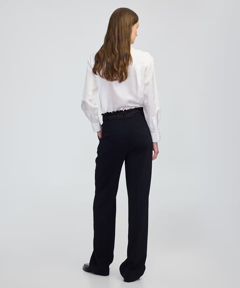 Ipekyol Mixed Straight-Leg Trousers Black