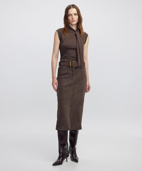 Ipekyol Suede-Effect Mini Skirt Brown