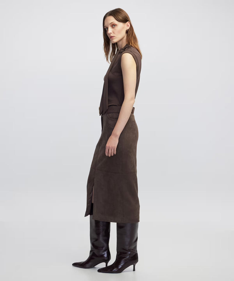 Ipekyol Suede-Effect Mini Skirt Brown
