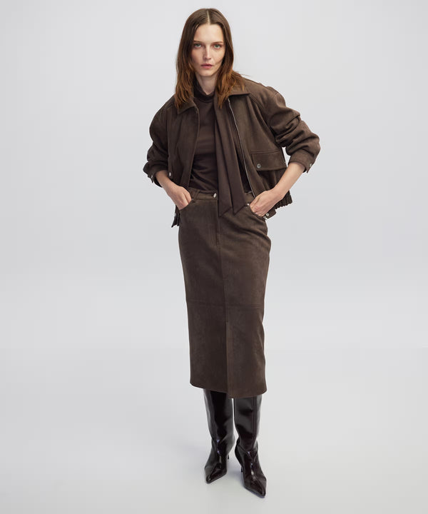 Ipekyol Suede-Effect Mini Skirt Brown